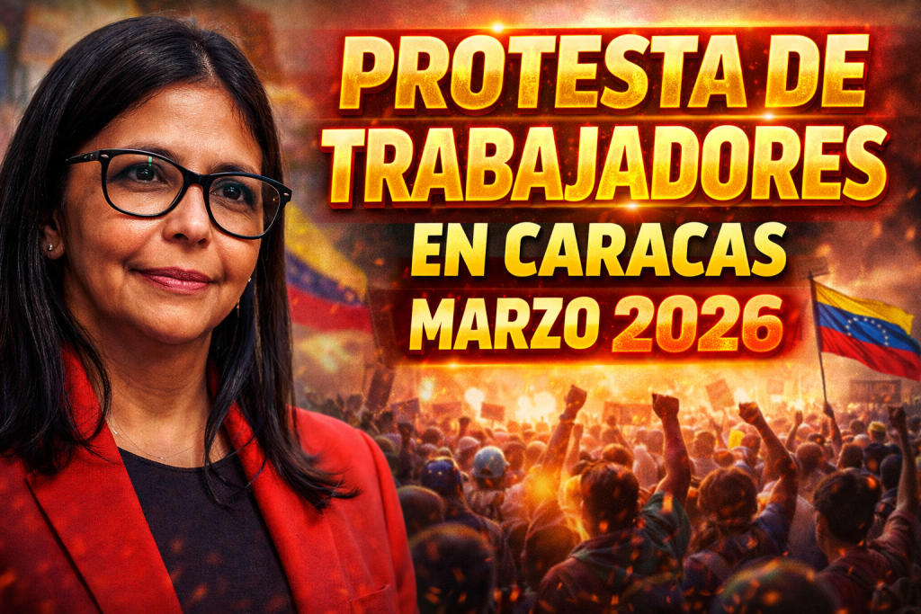 Protesta de trabajadores en Caracas marzo 2026 sindicatos exigen salarios dignos y aumento del salario mínimo